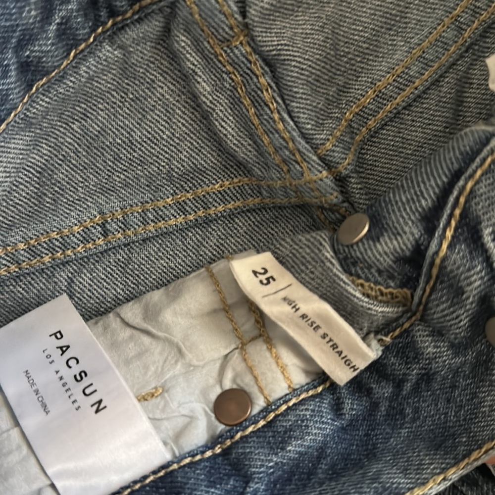 NWOT PacSun Medium Wash High Rise Straight Denim Jeans Pants - Picture 5 of 9